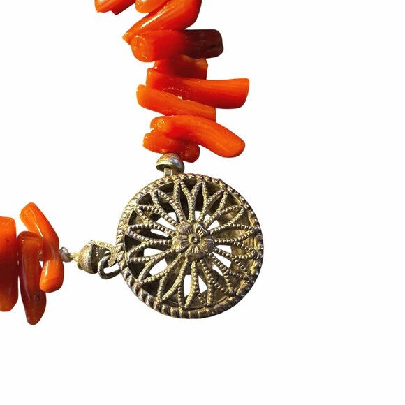 VTG Sterling Silver Branch Coral Necklace Double Strand 24" Filigree Clasp 100g - Picture 13 of 13